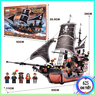 Đồ chơi lắp ráp Tàu Chiến Black Pearl dài 55cm 652CT, mô hình lắp ráp Tàu Chiến Cướp Biển huyền thoại vùng Caribbean