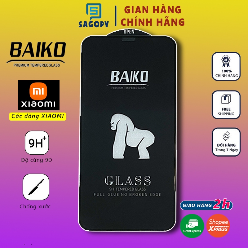 Cường lực Baiko Redmi Note 11 Pro Note 10 Pro Note 9s Redmi K30 5G K40 K50 Gaming 13C 10C 10A A1 10X 9 9A 9C 9T 8 12 S P