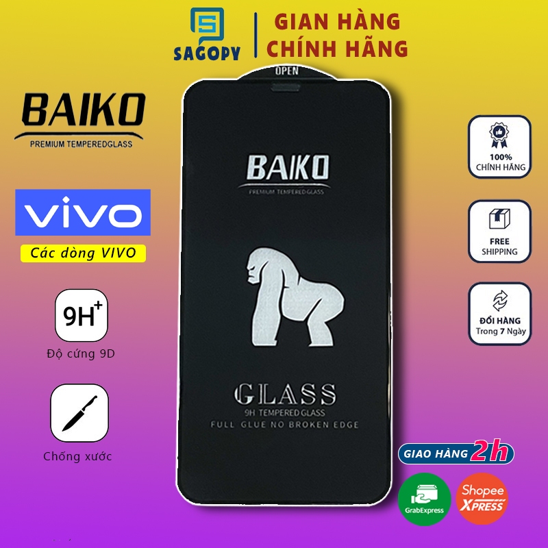 Cường lực Baiko Vivo Y12s T1x Y15a Y15s Y35 Y53s Y55 Y33s Y22s Y16 Y21 Y21s Y02s Y01 Y20s V25 V25E V23E V21 V20 V19 S P