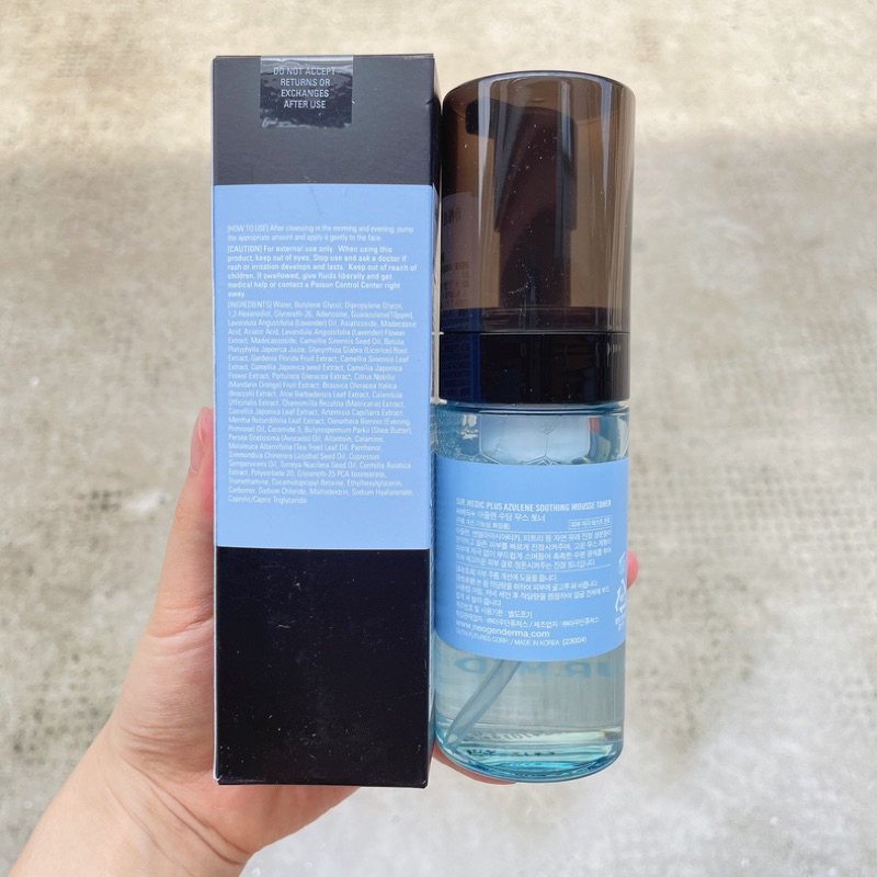 TONER DẠNG BỌT SE KHÍT LỖ CHÂN LÔNG VÀ PHỤC HỒI DA AZULENE  SUR.MEDIC+ AZULENE SOOTHING MOUSSE TONER 110ML