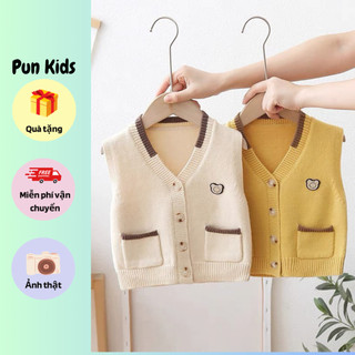 Áo gile len thu đông phong cách hàn quốc hoạ tiết sau lưng hình con cún 09-22kg AMĐ45
