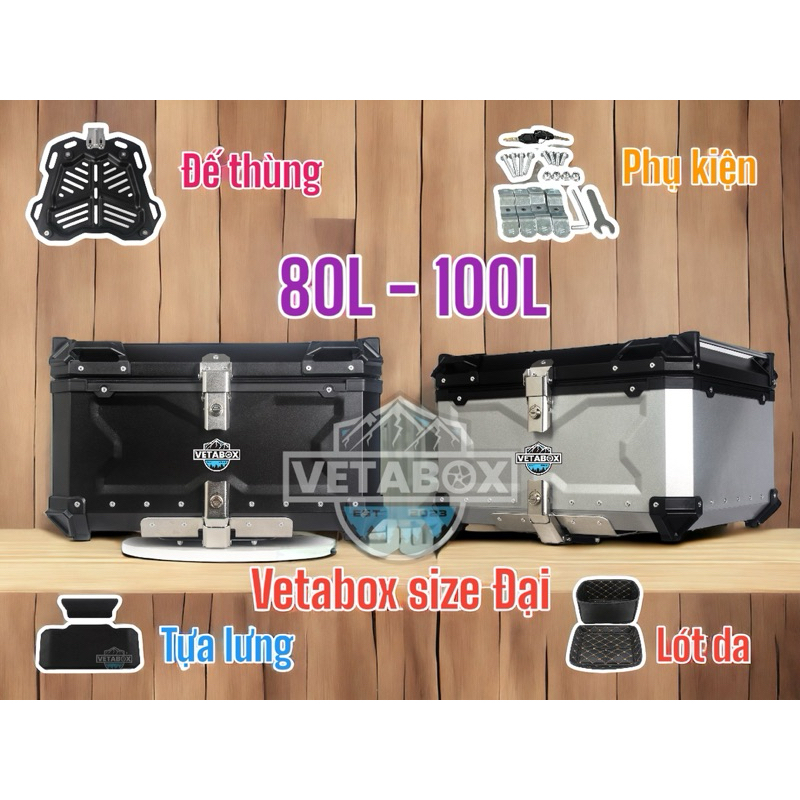 Thùng Nhôm Vetabox Size ĐẠI 80L