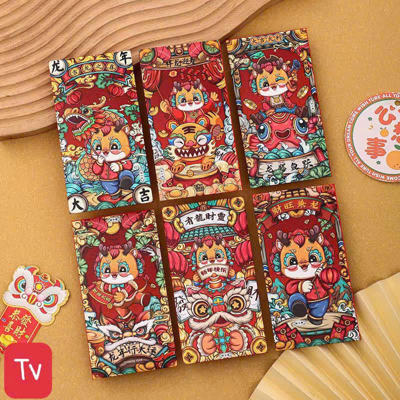 Bao Lì Xì Tết Giáp Thìn con Rồng chúc mừng năm mới Mọi Điều Như Ý 2024 chọn ngẫu nhiên