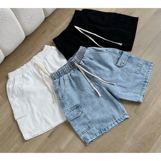 Quần short đùi jeans cao cấp ống rộng form unisex nam nữ