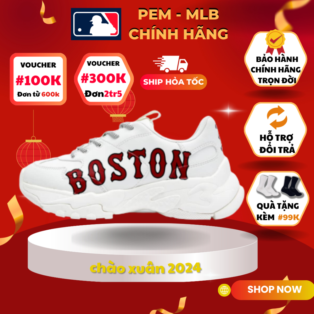 Giày thể thao Sneaker MLB Chunky Bostom màu Trắng