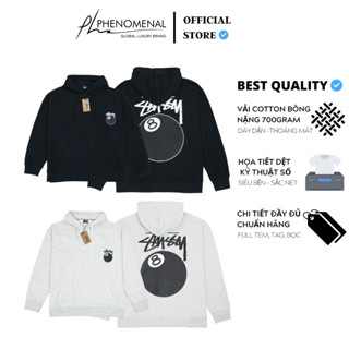Áo Hoodie Stussy 8 BALL - Áo khoác dây kéo chất Cotton nỉ bông mịn nặng ~700gram