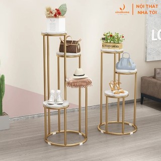  Kệ trưng bày sản phẩm giá đỡ mặt gỗ tròn 3 tầng 4 tầng trưng bày phụ kiện giày dép túi xách cho cửa hàng VNS-043 