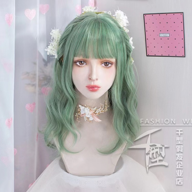 Tóc giả Wig Lolita/Cosplay màu xanh lá [ẢNH THẬT]