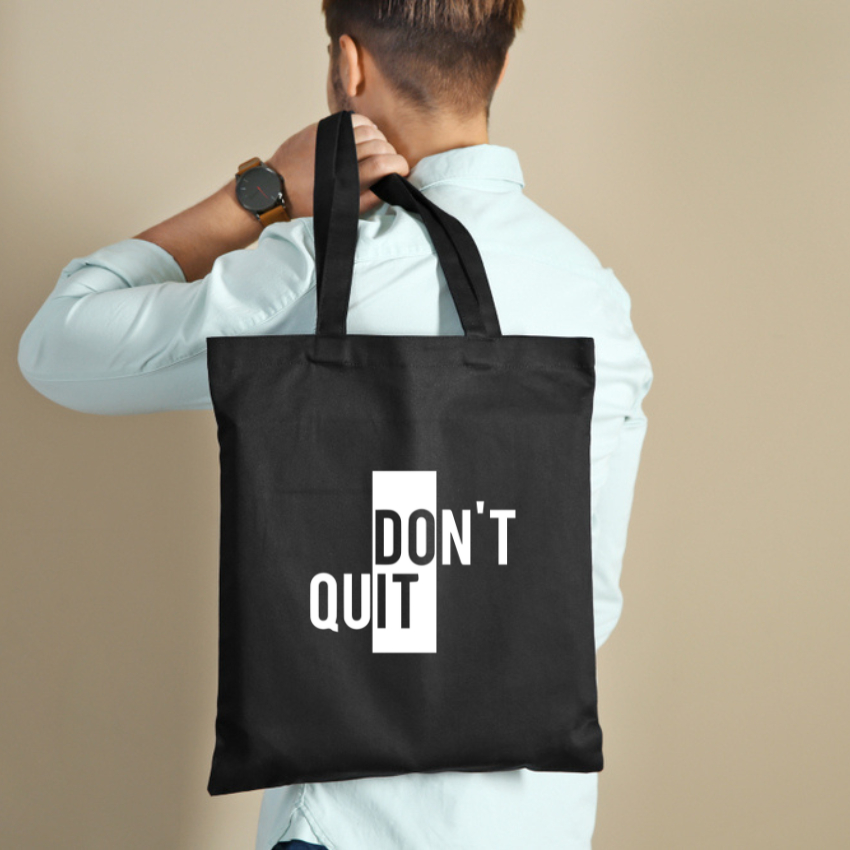 Túi Vải Tote Ginko Có Dây Kéo Khóa Phong Cách ulzzang Hàn Quốc In Hình Don't Quit B04