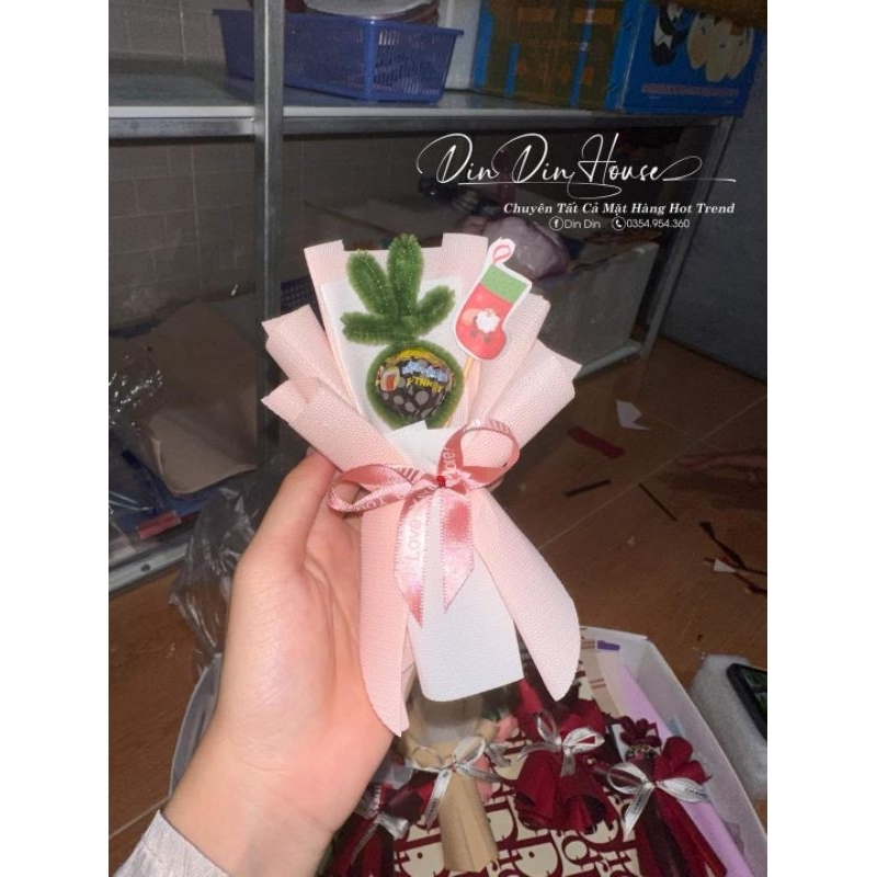 Bó hoa mini kẹo tặng noel.