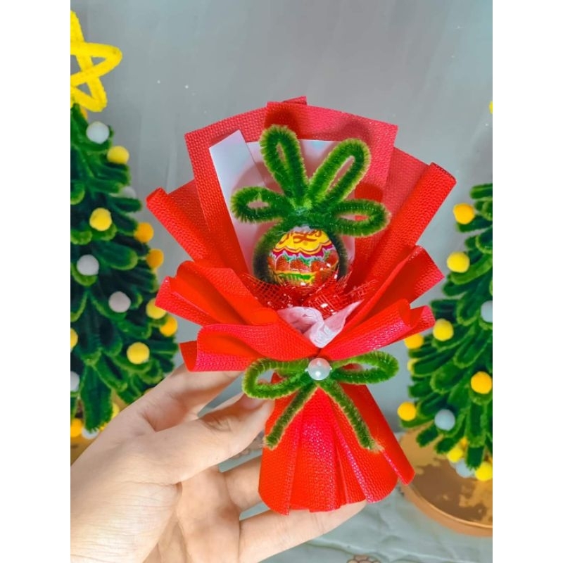 Bó hoa mini kẹo tặng noel.