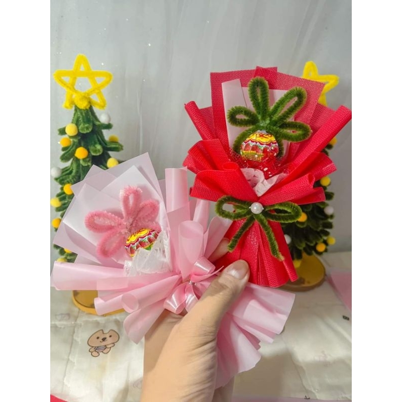 Bó hoa mini kẹo tặng noel.