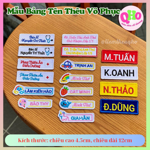 Bảng Tên Thêu Trên Võ Phục Dành cho Các Bộ Môn Teakwondo, Karate, Vovinam, Võ Cổ Truyền, Thêu Theo Yêu Cầu