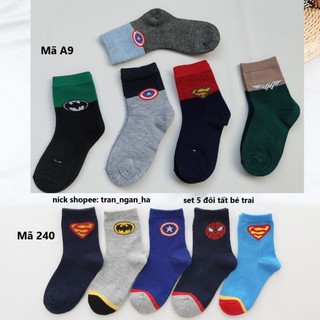 5 đôi tất siêu nhân bé trai cổ cao đủ size từ 1-6 tuổi