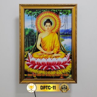 Tranh phật thích ca có đèn, trang trí bàn thờ treo tường, phòng thờ dptc-11