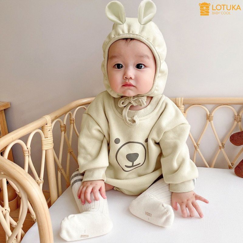Body Chip Nỉ Bông Hình Gấu Đáng Yêu Cho Bé Trai Bé Gái, Bodysuit Cho Bé, Bộ Liền Thân, Quần Áo Trẻ Em 3-12kg
