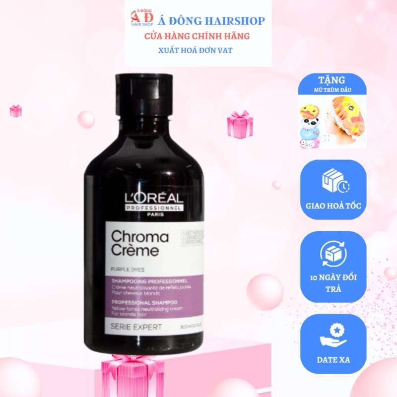 Dầu gội tím Loreal Silver Chroma khử vàng cho tóc nhuộm xám trắng bạch kim 300ml (SPAIN)