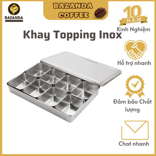 Khay inox đựng topping 6 ngăn 304