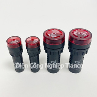 Đèn còi cảnh báo màu đỏ phi 16 phi 22  Đèn báo phi 22mm có còi hú màu đỏ 220V 24V 12V