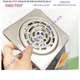 Phễu thoát sàn inox 15x15cm KAG-TS37 ống thoát D114, hố ga sàn nước vuông thoát nhanh giá tốt sử dụng tốt
