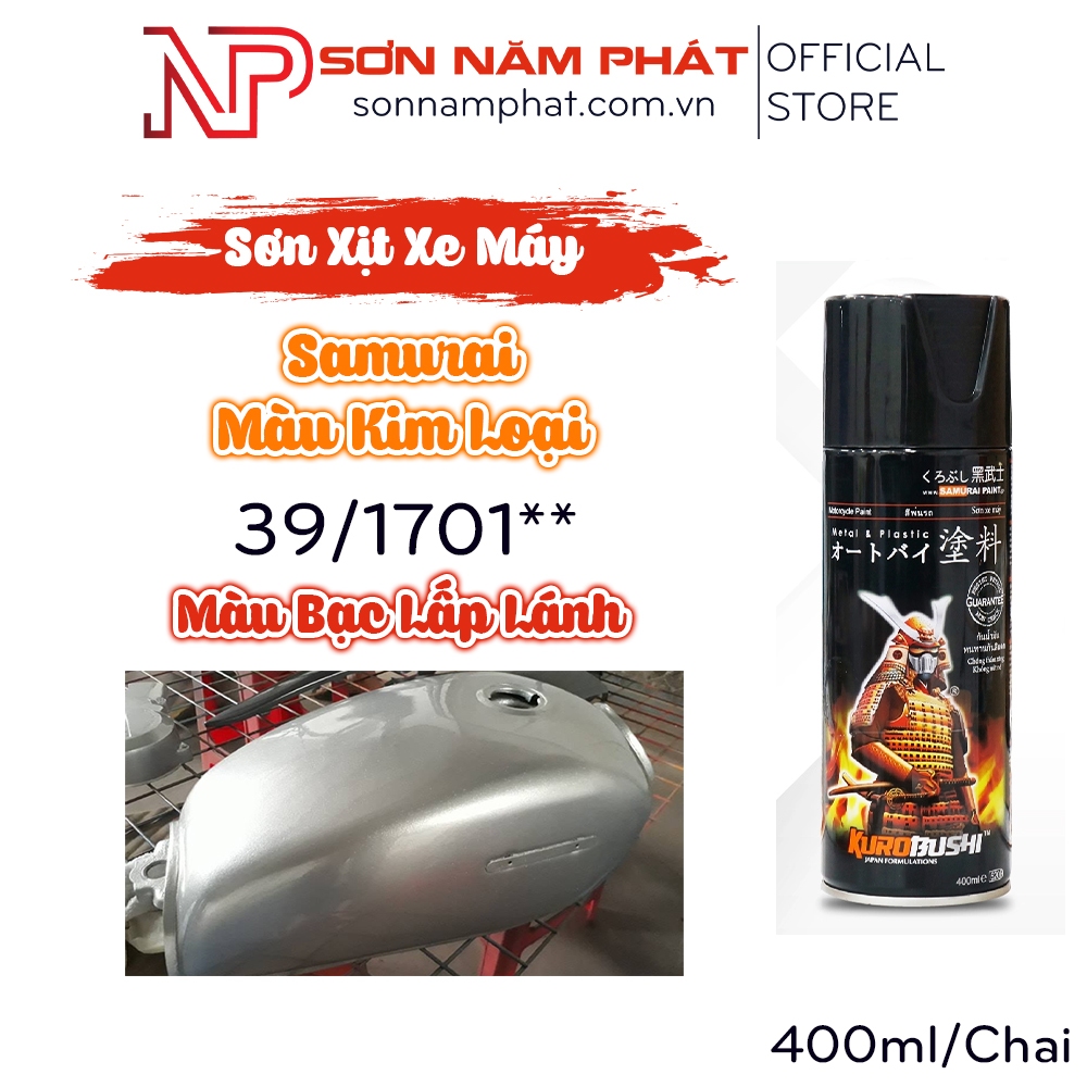 Sơn Xịt Samurai Màu Kim Loại 39/1701** Màu Bạc Lấp Lánh