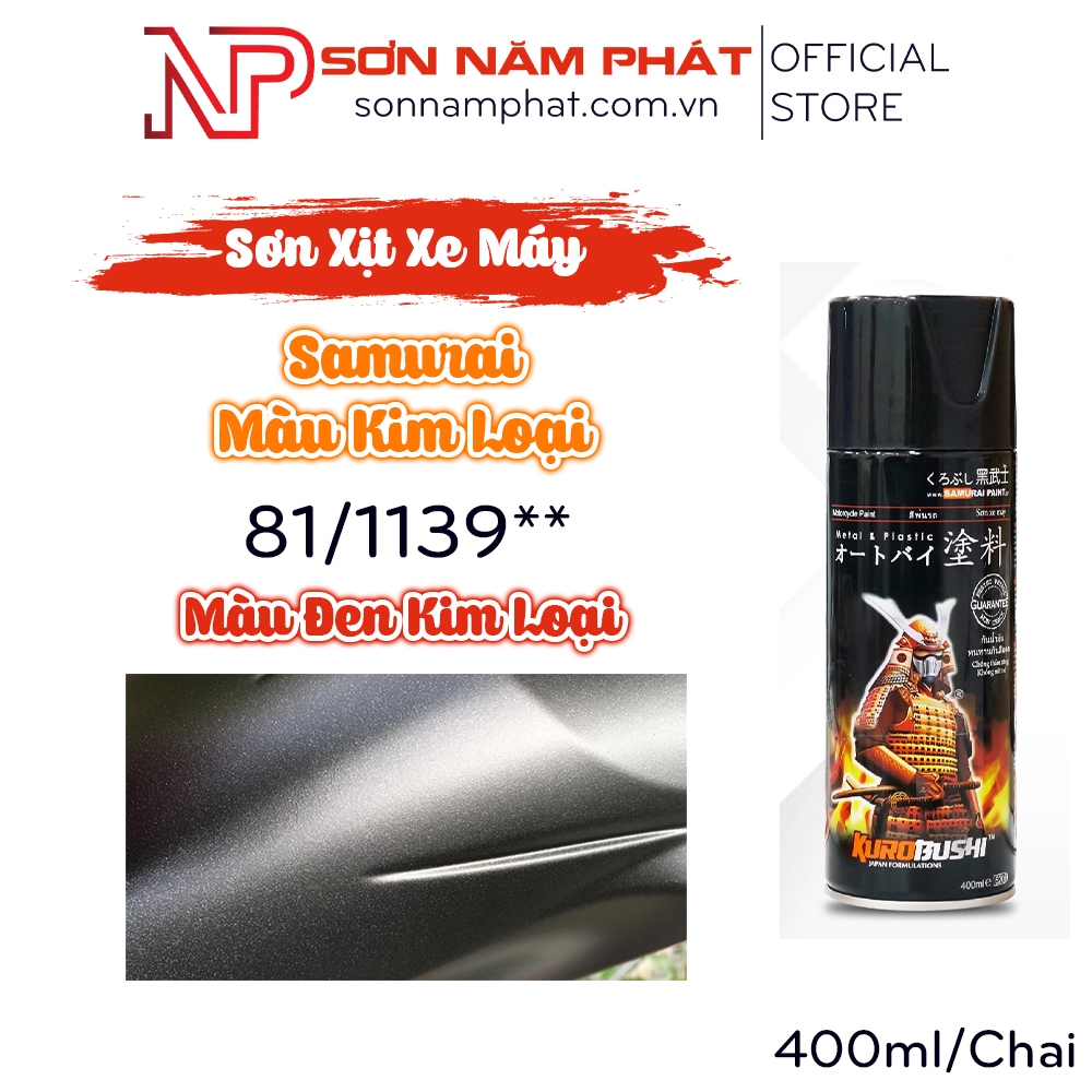 Sơn Xịt Samurai Màu Kim Loại 81/1139** Màu Đen Kim Loại