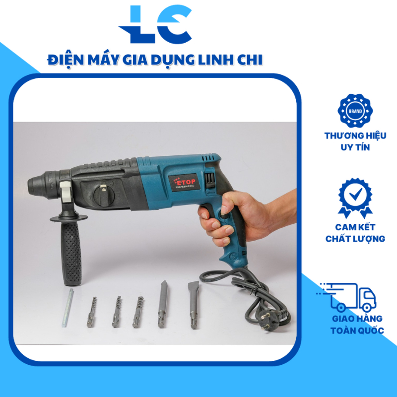 Máy Khoan Bê Tông 3 Chức Năng ETOP XH-2026 Thiết Kế Nhỏ Gọn - Tặng Kèm Hộp Nhựa Và Mũi Khoan