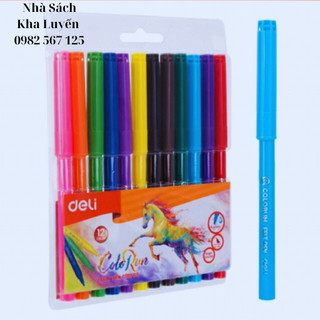 Bút dạ màu deli 10003/10013/10023-12/18/24m, bút lông màu học sinh, màu cao cấp tươi sáng không thấm nhòe
