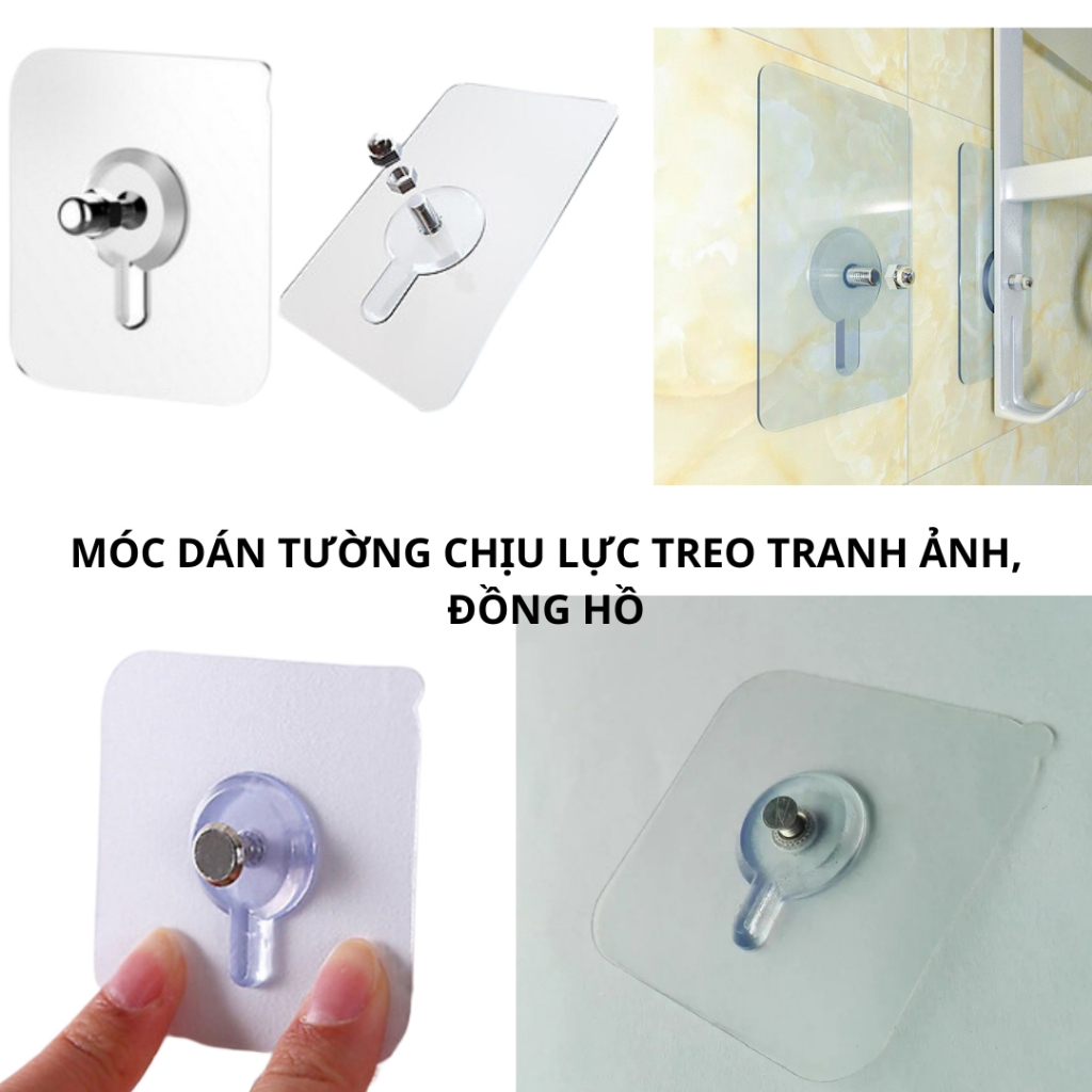 Móc Dán Tường Treo Tranh Siêu Dính - Treo Khung Ảnh, Đồng Hồ, Đồ Decor Đa Năng - Không Cần Khoan Đục (MỚI)