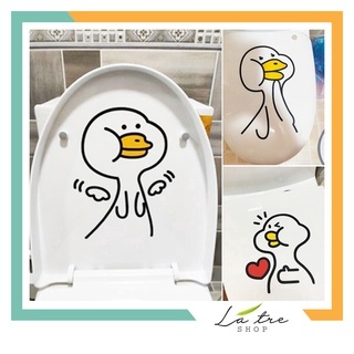 Decal chống nước miếng dán bồn cầu trang trí nhà tắm hình Vịt con