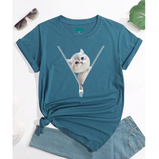 Áo thun mèo big size dây kéo W219 size XL 65 đến 80kg