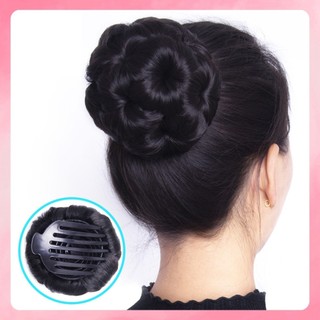 Búi tóc giả cao cấp, búi tóc hoa trà, búi hoa muối tiêu mềm như tóc thật