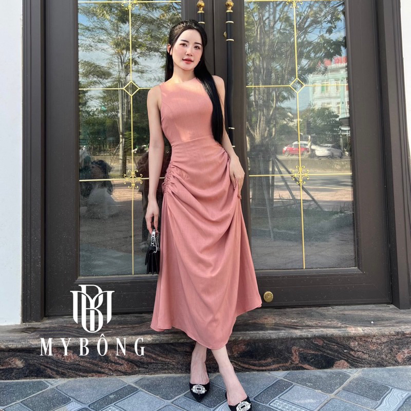 Đầm cổ tròn 2 túi