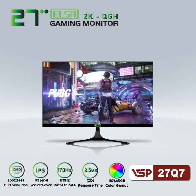Màn Hình Phẳng ELSA 27Q7 IPS - 2K QHD