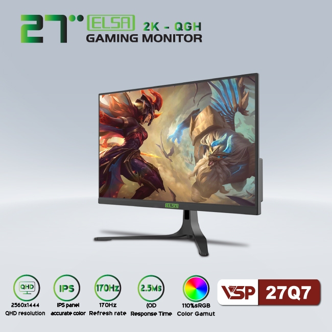Màn Hình Phẳng ELSA 27Q7 IPS - 2K QHD