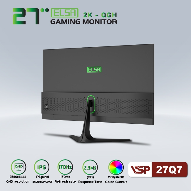 Màn Hình Phẳng ELSA 27Q7 IPS - 2K QHD