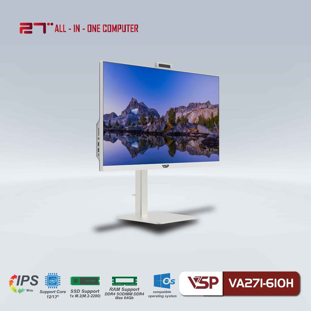 Máy Tính Để Bàn VSP ALL IN ONE VA271-610H Trắng/27inch/60Hz/Full HD 1920x1080