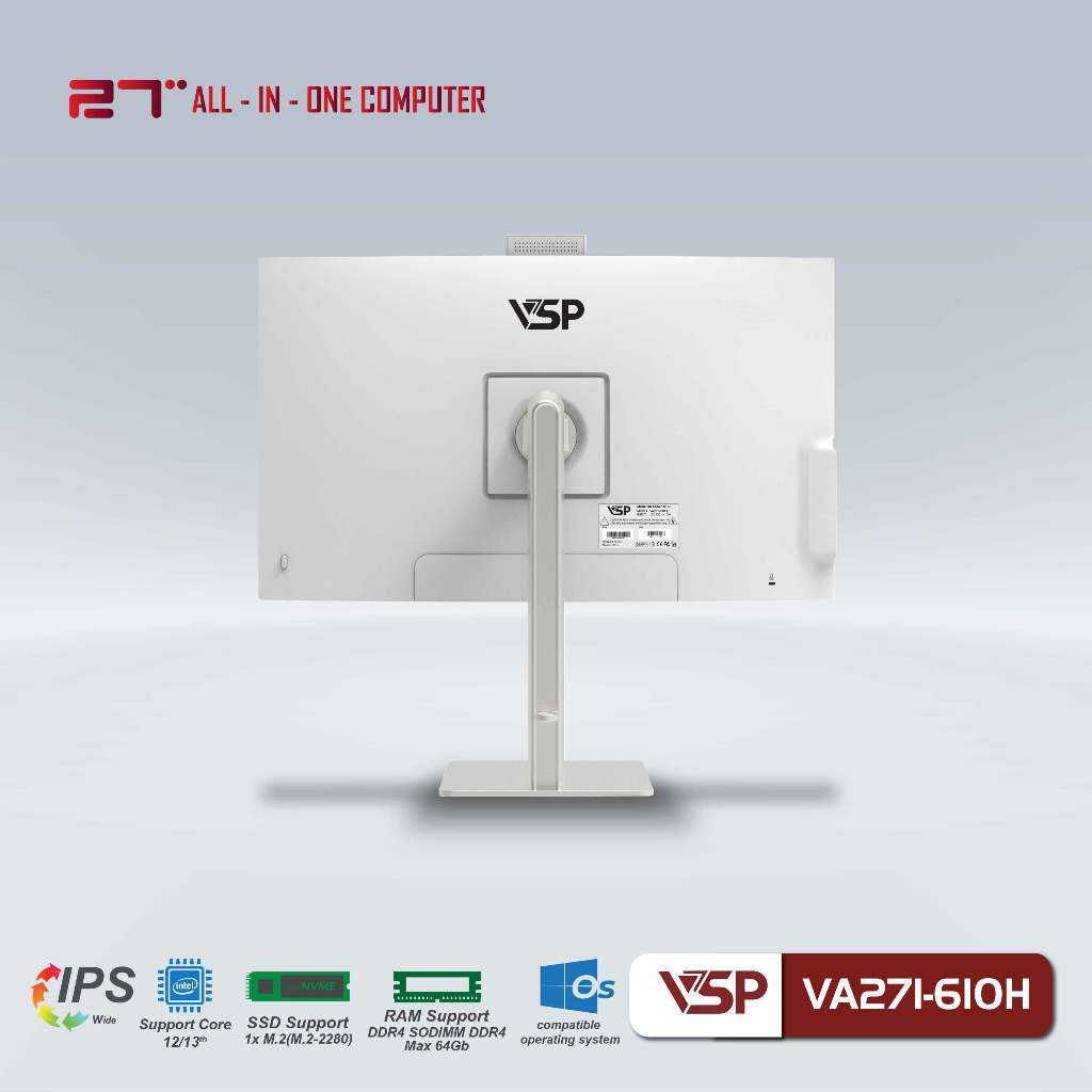 Máy Tính Để Bàn VSP ALL IN ONE VA271-610H Trắng/27inch/60Hz/Full HD 1920x1080