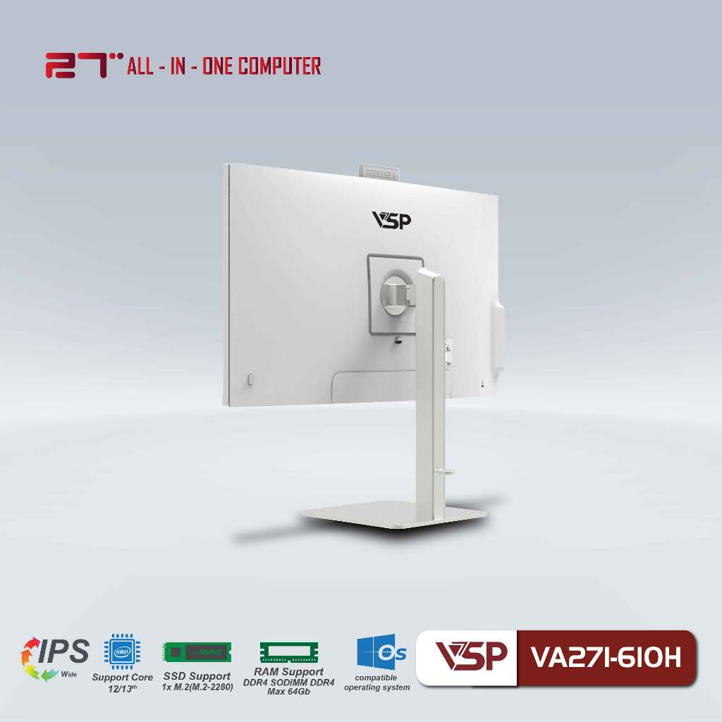 Máy Tính Để Bàn VSP ALL IN ONE VA271-610H Trắng/27inch/60Hz/Full HD 1920x1080