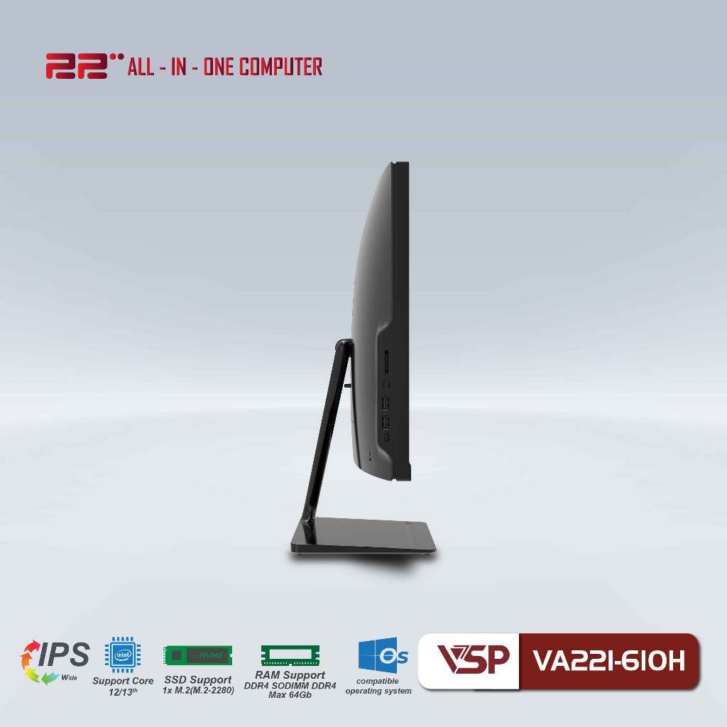 Máy Tính Để Bàn VSP ALL IN ONE VA221-610H Trắng/21.45inch/60Hz/Full HD