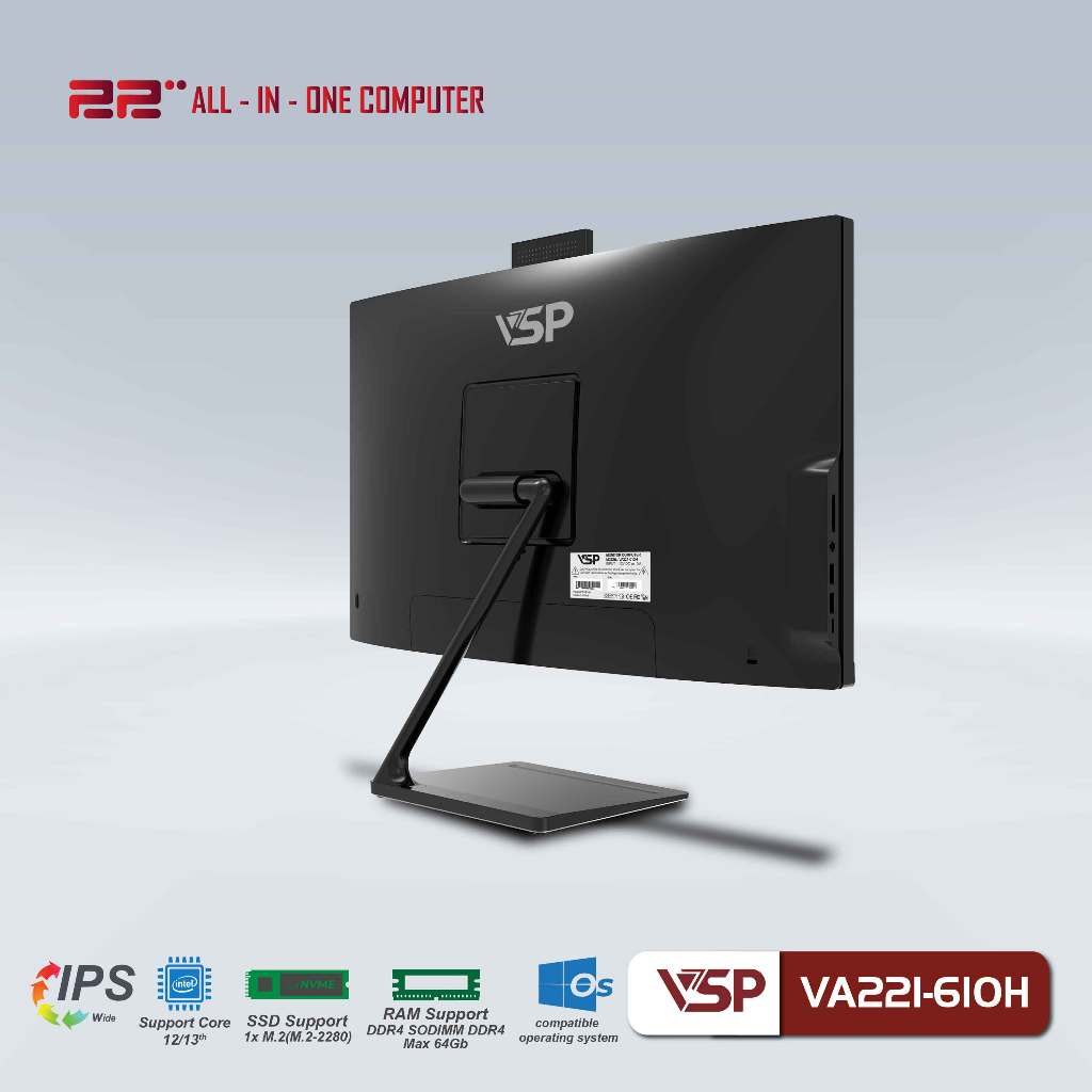 Máy Tính Để Bàn VSP ALL IN ONE VA221-610H Trắng/21.45inch/60Hz/Full HD