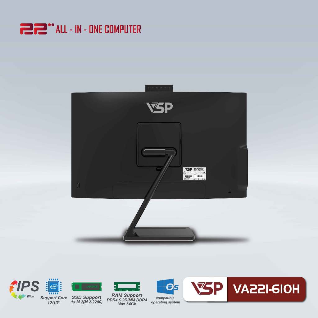 Máy Tính Để Bàn VSP ALL IN ONE VA221-610H Trắng/21.45inch/60Hz/Full HD