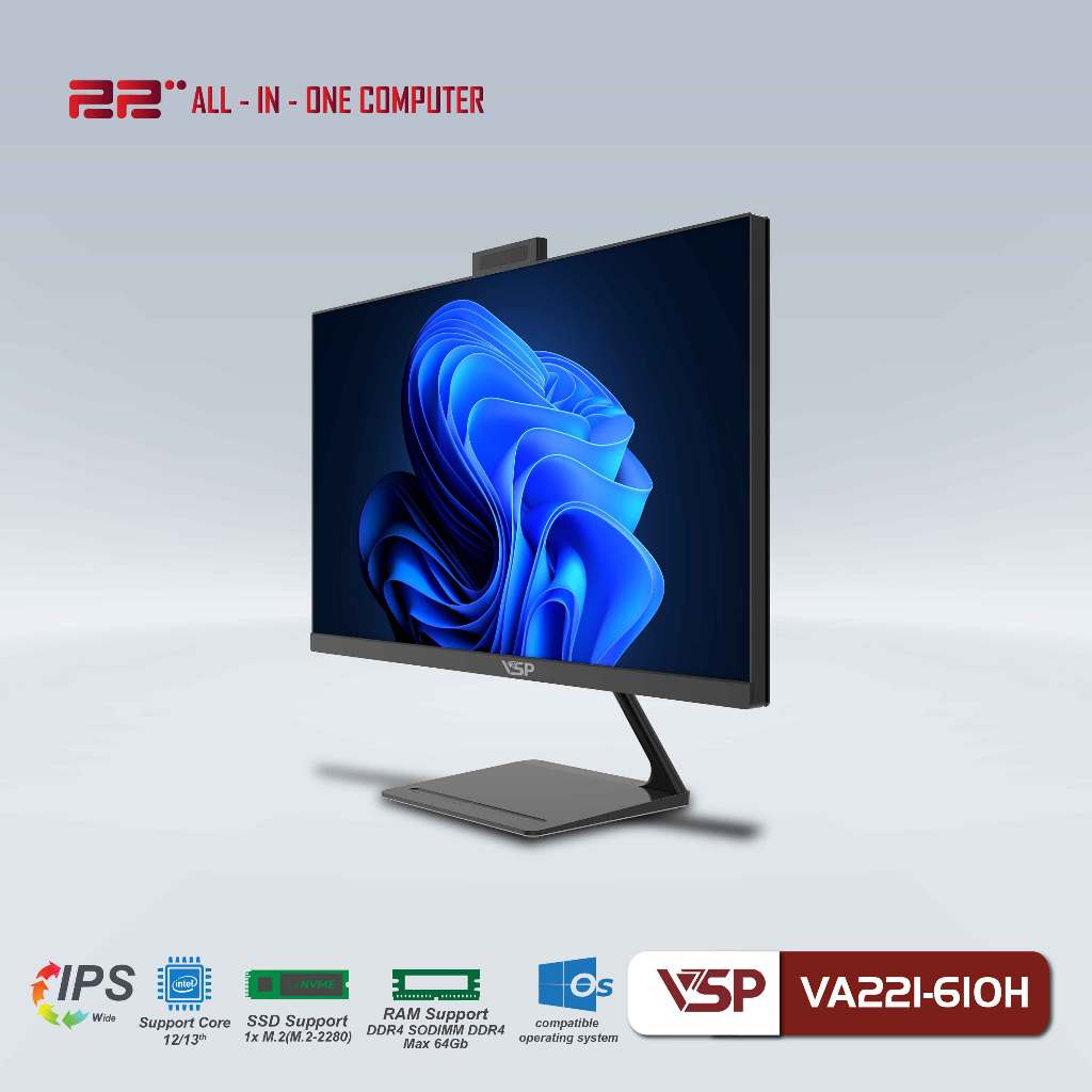 Máy Tính Để Bàn VSP ALL IN ONE VA221-610H Trắng/21.45inch/60Hz/Full HD