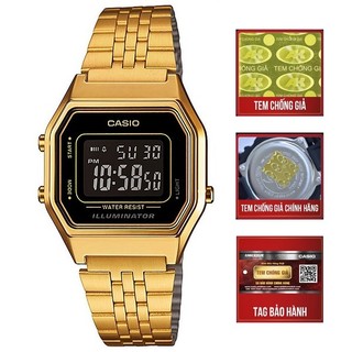 Đồng hồ nữ điện tử Casio chính hãng LA680WGA, dây kim loại