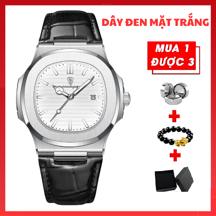 Đồng hồ Nam Đeo Tay Dây Da Chính Hãng POEDAGAR 836 Chống Nước Viền Kim Loại Chống Gỉ , Bảo Hành 1 Năm