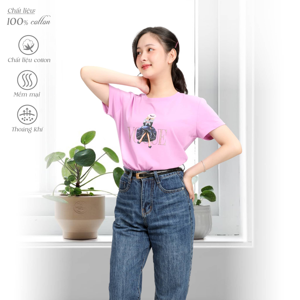 Áo thun thời trang nữ PALTAL 020p 0942 cotton Mỹ cao cấp co giãn 4 chiều, thấm hút mồ hôi, mặc mát