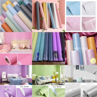 10m giấy dán tường sẵn keo chống ẩm một màu nhiều mẫu hàn quốc (10m x 45cm /cuộn)