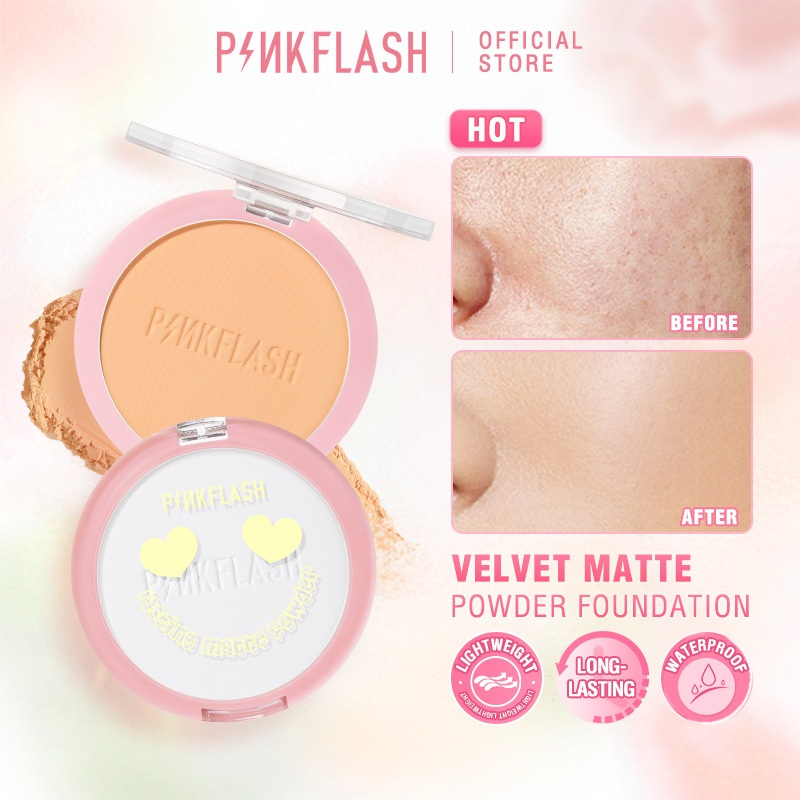 PINKFLASH OhMySelf Pressed Powder Compacts Lasting Matte Lightweight Traceless Oil Control Cruelty-Free 5.8g