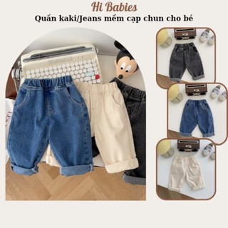 Quần kaki/jeans mềm dáng thụng phong cách Hàn Quốc cho bé trai bé gái/ quần xuông/ quần bò cho bé