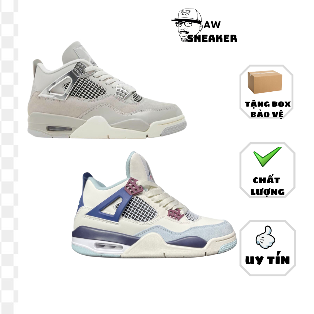 Giày thể thao Air Jordan 4 Retro ‘Frozen Moments’ - Militari  xám hot 2023, Giày sneaker Jd4 đế khí xám dành cho nam nữ